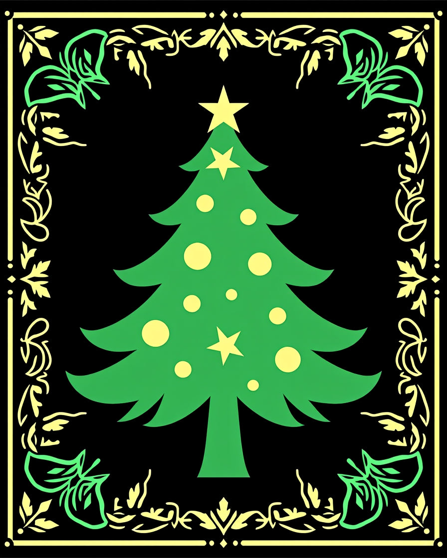 Evergreen Festive Tree Border Rug