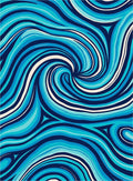 Swirling Blue Waves Pattern Rug