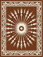 Radiant Sunburst Ivory Sepia Pattern Rug