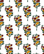 Bold Burgundy Gold Floral Pattern Rug