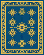 Royal Blue Yellow Floral Medallion Rug