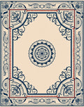 Ornate Floral Medallion Border Design Rug