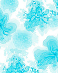 Abstract Aqua Floral Brushstroke Rug
