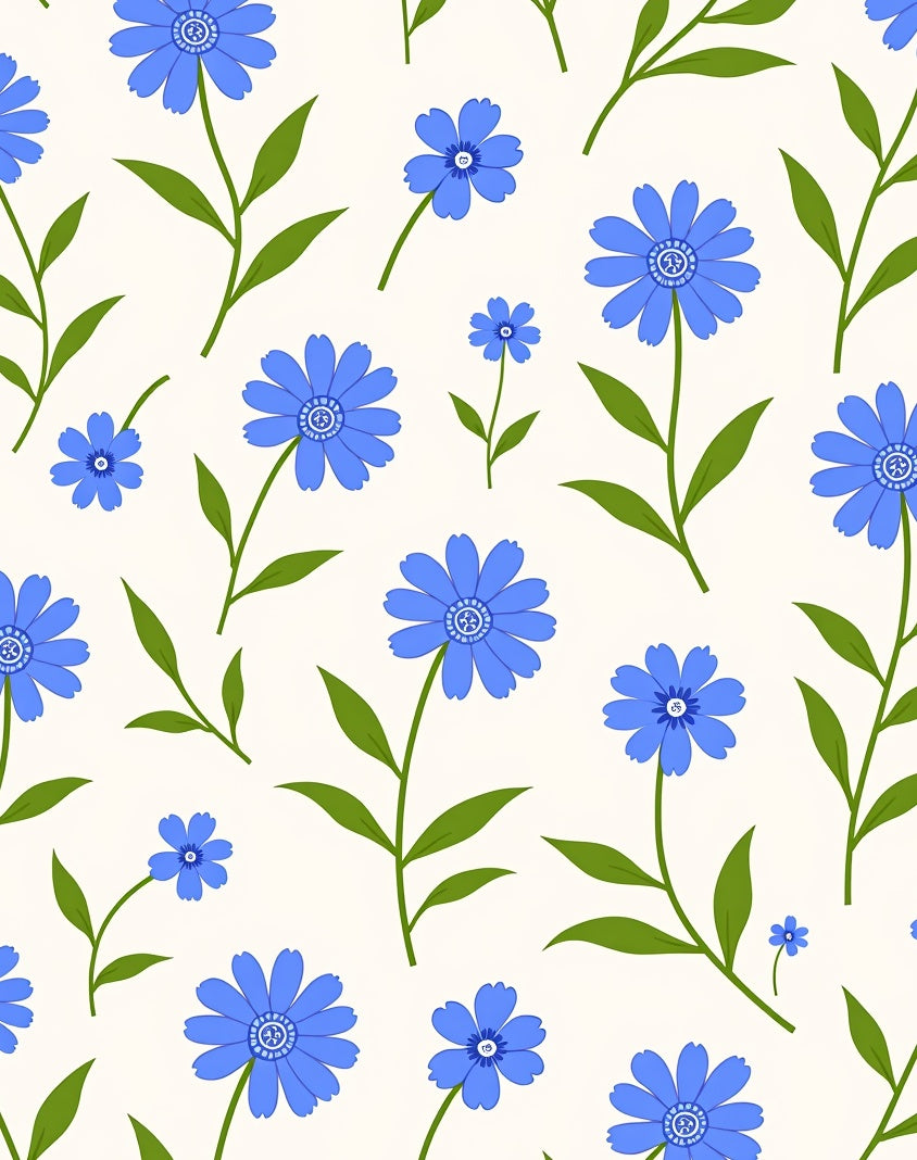 Blue Floral Patterned Garden Design Rug