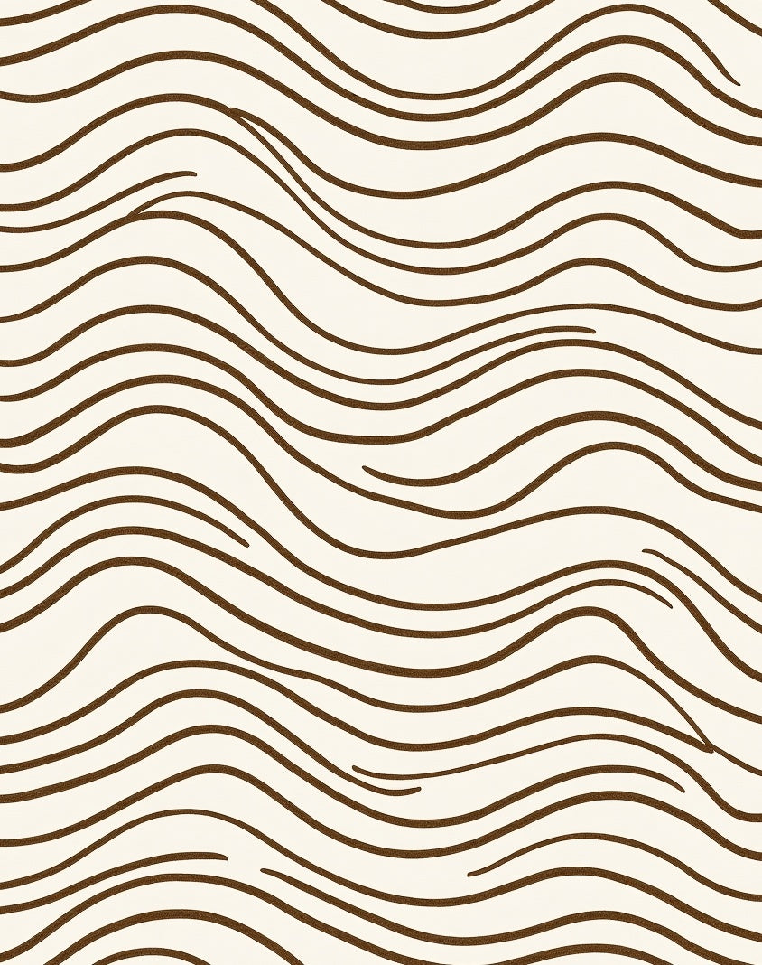 Abstract Wavy Brown Line Pattern Rug