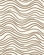 Abstract Wavy Brown Line Pattern Rug