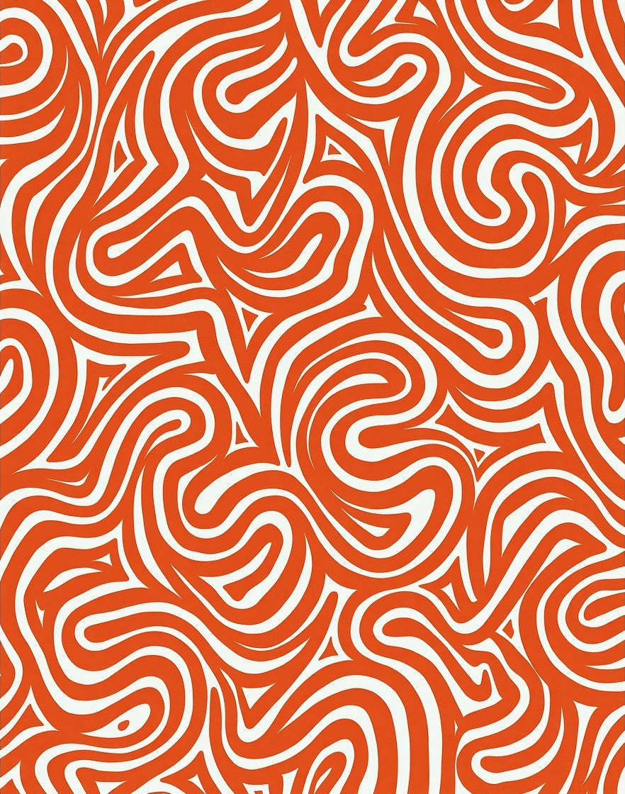 Bold Orange Swirl Abstract Pattern Rug