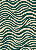 Cream And Teal Wavy Pattern Rug