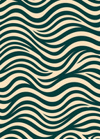 Cream And Teal Wavy Pattern Rug