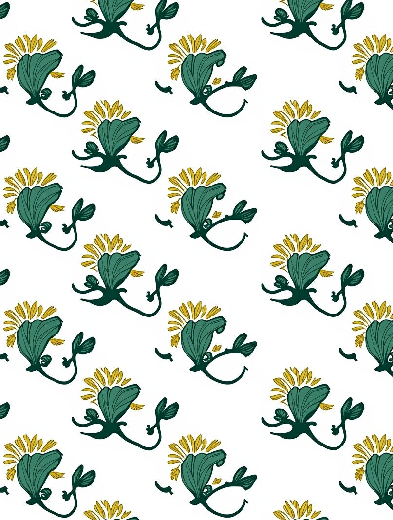 Whimsical Teal Yellow Botanical Rug