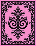 Black Floral Swirl Pink Inspired Pattern Rug
