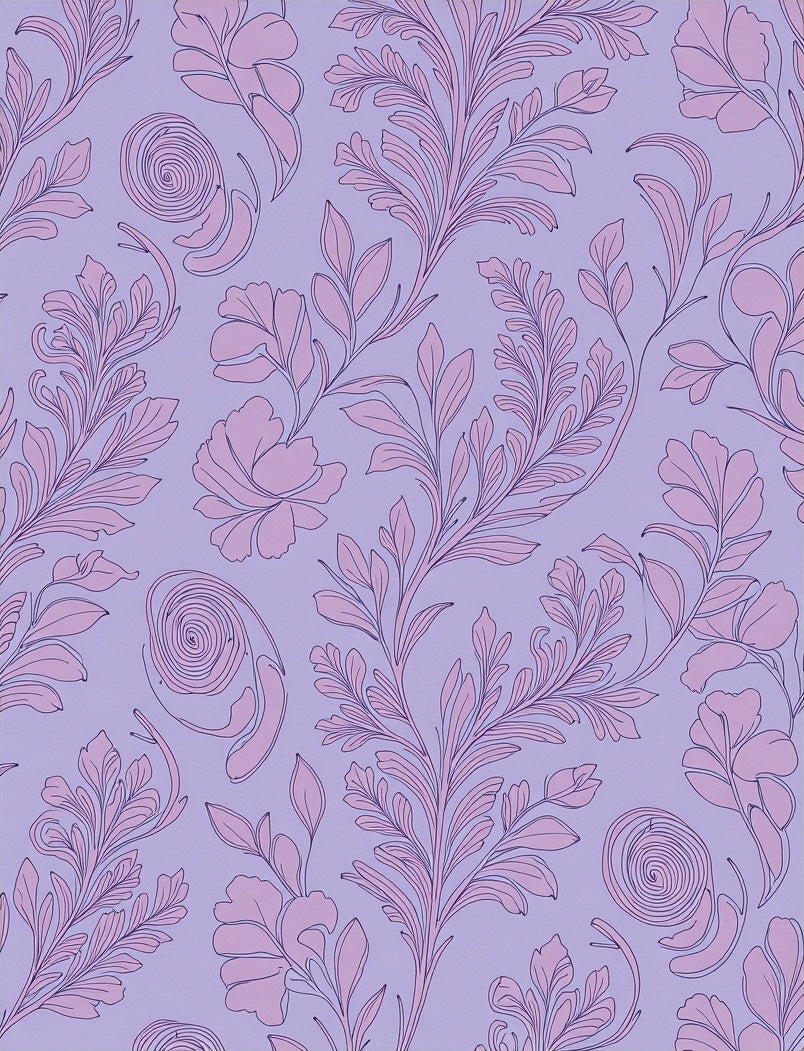 Elegant Lilac Floral Scrollwork Design Rug