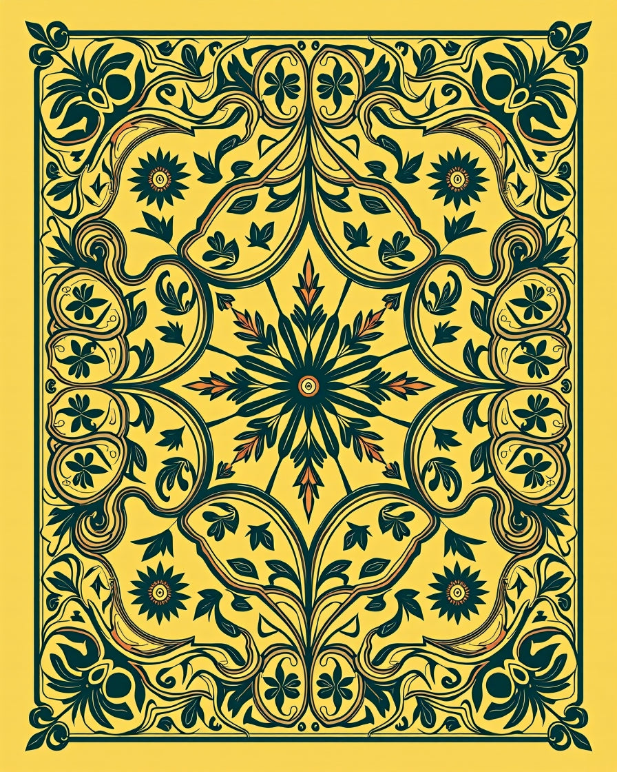 Ornate Floral Crest Pattern Rug
