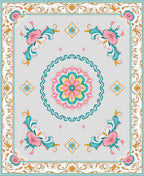 Floral Medallion Bordered Symmetry Rug
