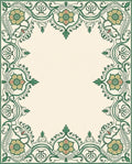 Green Floral Art Nouveau Border Design Rug
