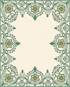 Green Floral Art Nouveau Border Design Rug
