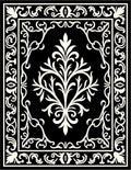 Ornate Black Cream Floral Pattern Rug