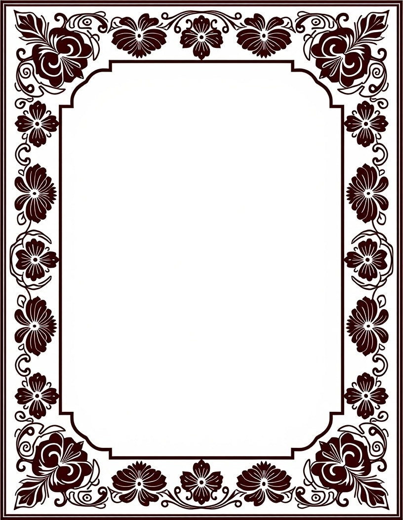 Ornate Floral Border Rug