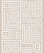 Taupe Abstract Geometric Maze Rug