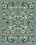 Ornate Teal Floral Scroll Pattern Rug