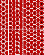 Red Hexagonal Star Pattern Rug