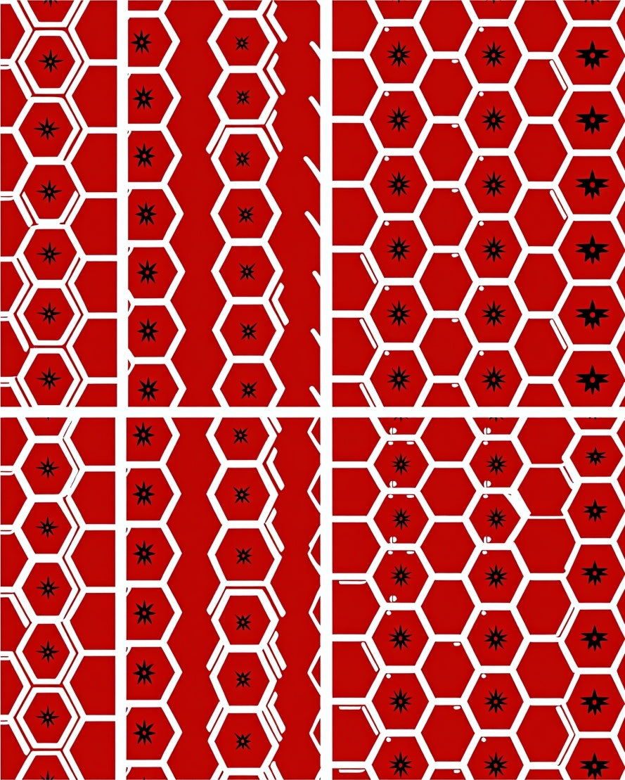 Red Hexagonal Star Pattern Rug