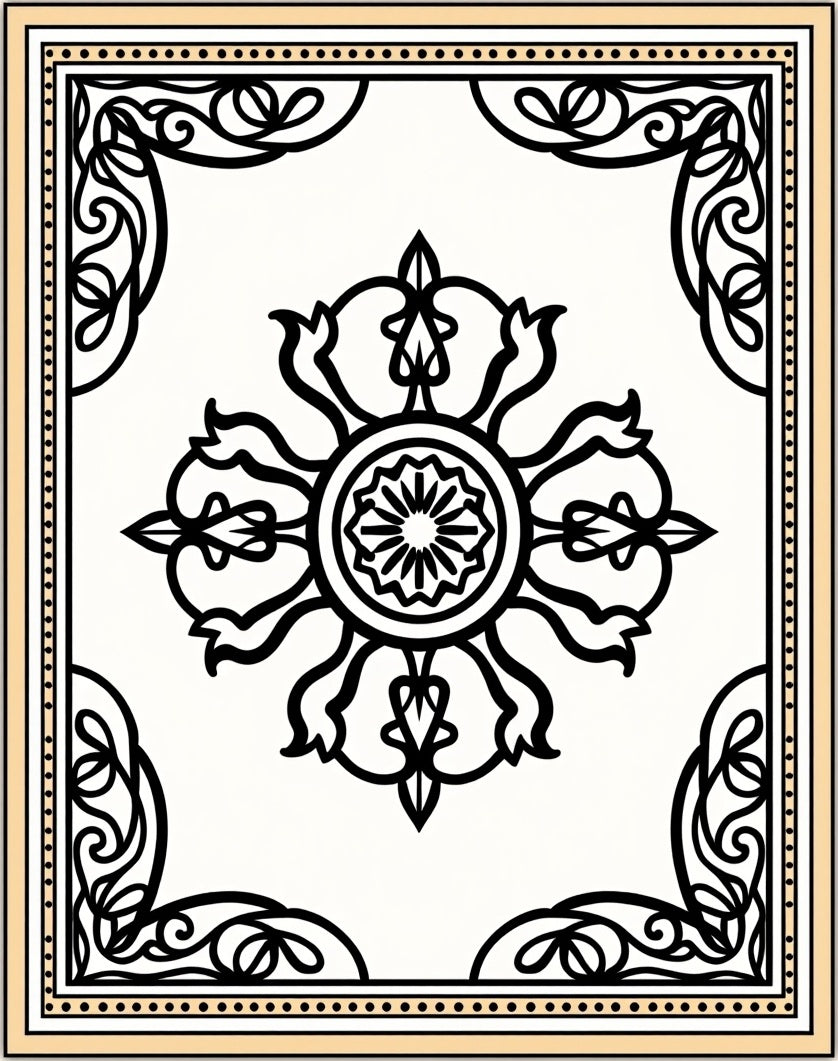 Classic Floral Medallion Scroll Design Rug