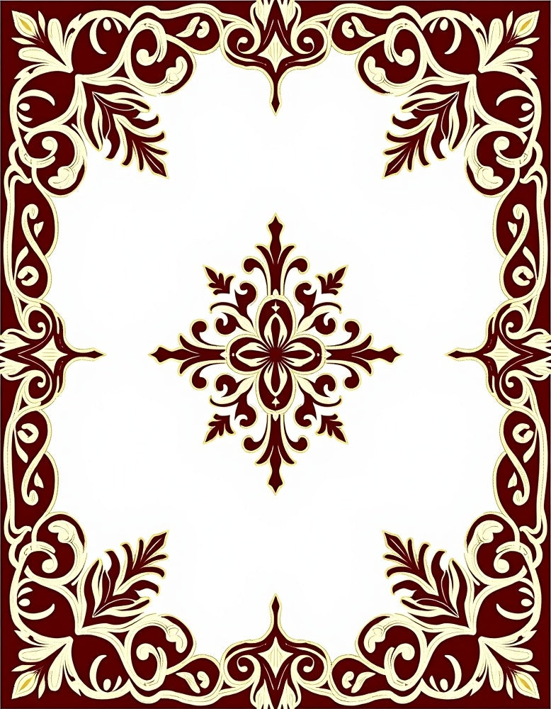 Ornate Damask Floral Pattern Rug