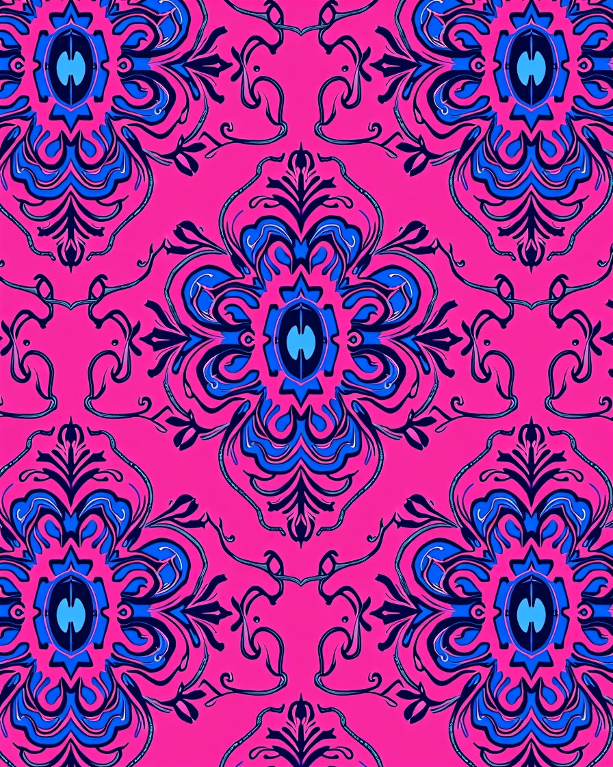 Vivid Floral Damask Pattern Rug