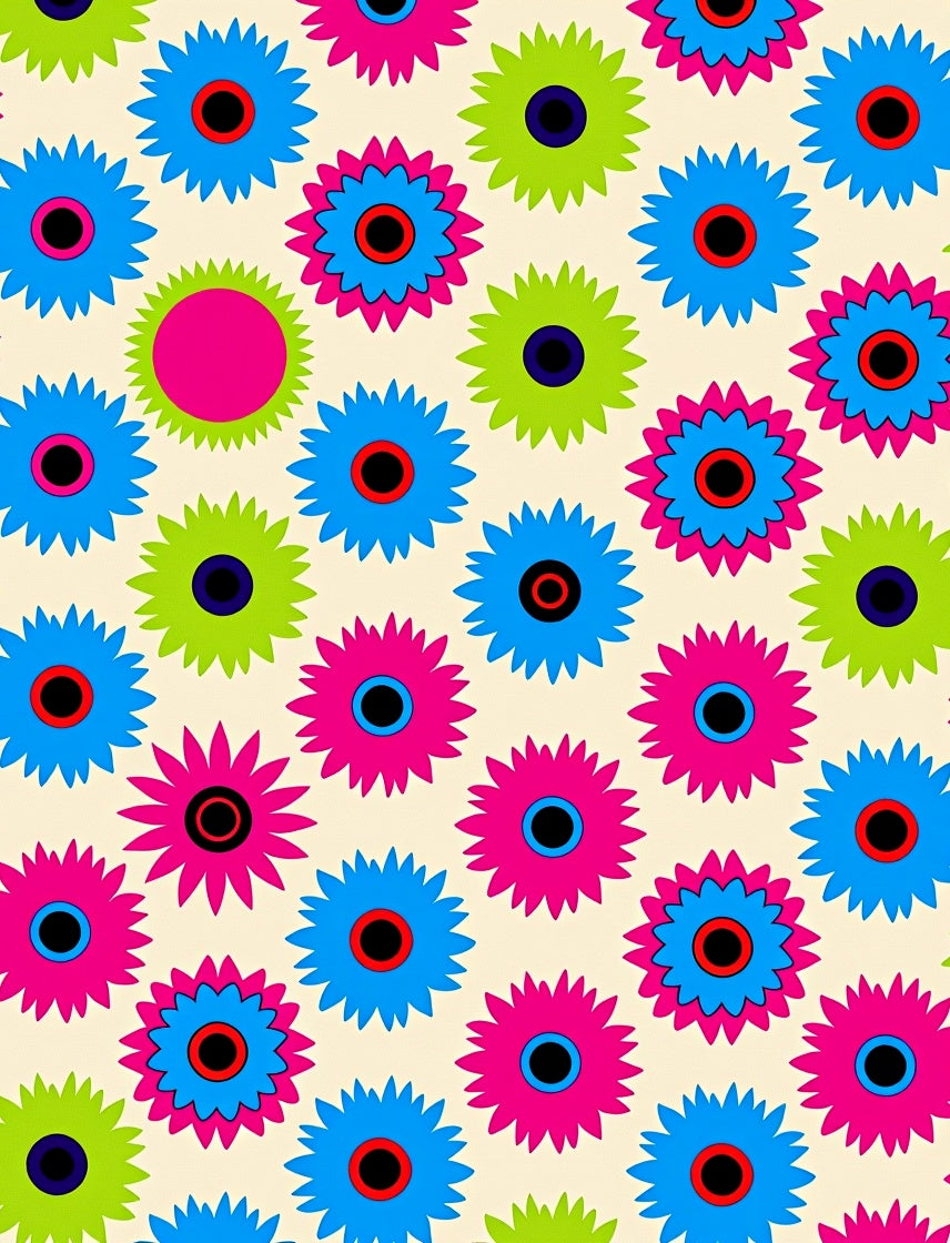 Bright Floral Pattern With Circle Centers Rug