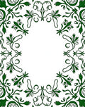 Elegant Green Leaf Scroll Pattern Rug
