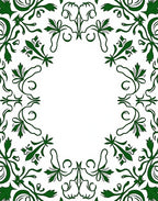 Elegant Green Leaf Scroll Pattern Rug