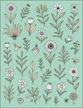 Botanical Sketch Floral Pattern Rug