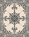 Vintage Floral Scroll Medallion Design Rug
