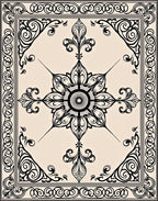 Vintage Floral Scroll Medallion Design Rug