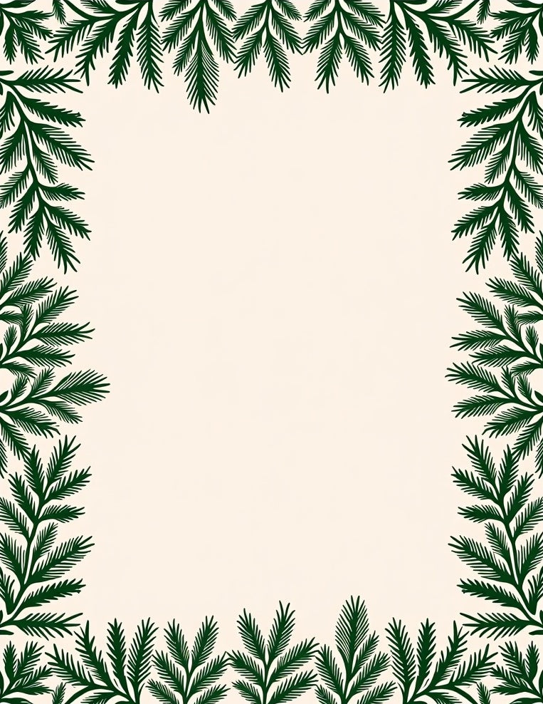 Dark Forest Pine Branches Border Rug