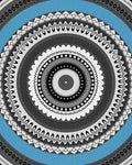 Circular Blue Ornamental Mandala Rug