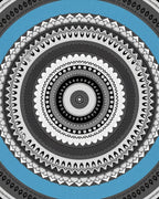 Circular Blue Ornamental Mandala Rug
