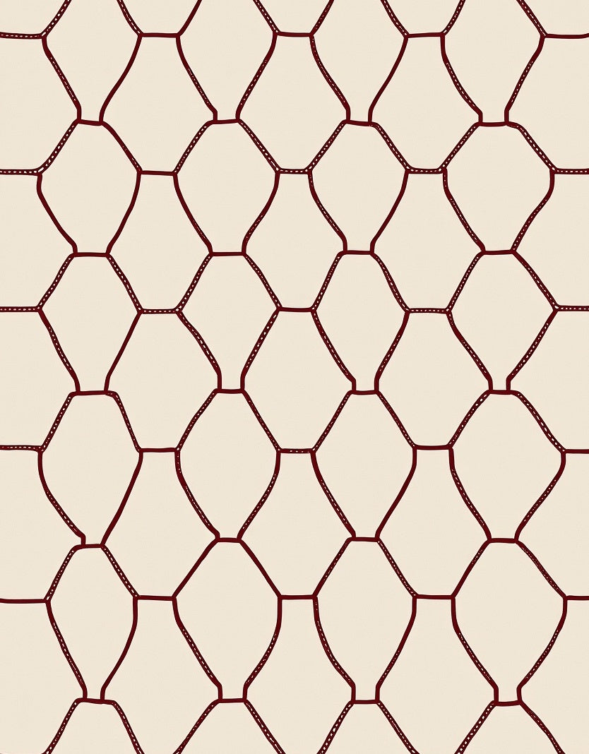 Crimson Geometric Network Pattern Rug