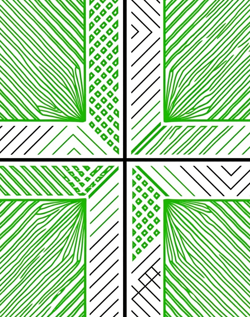 Abstract Green Linear Geometric Pattern Rug