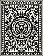 Ornate Sunburst Mandala Black and White Design Rug
