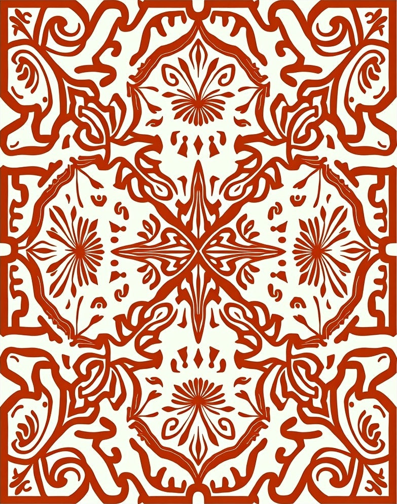 Elegant Red Floral Intricate Pattern Rug