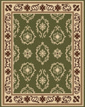 Classic Green Damask Scroll Border Rug