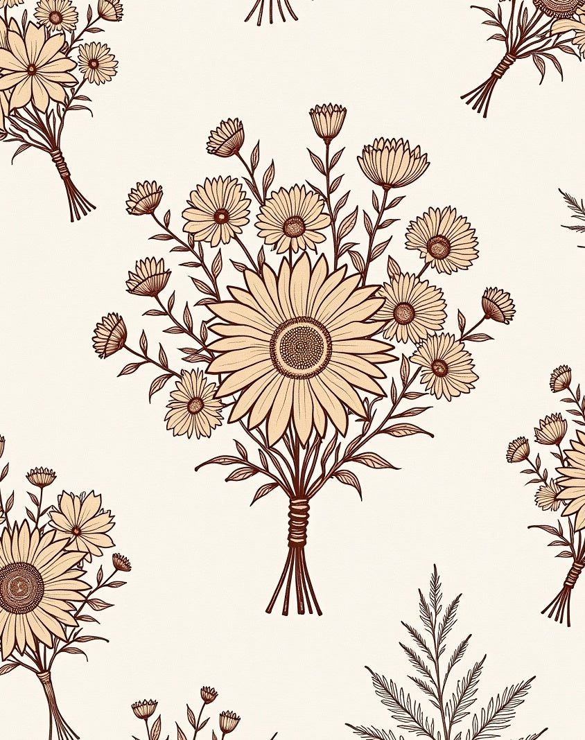 Delicate Floral Bouquet Pattern Rug