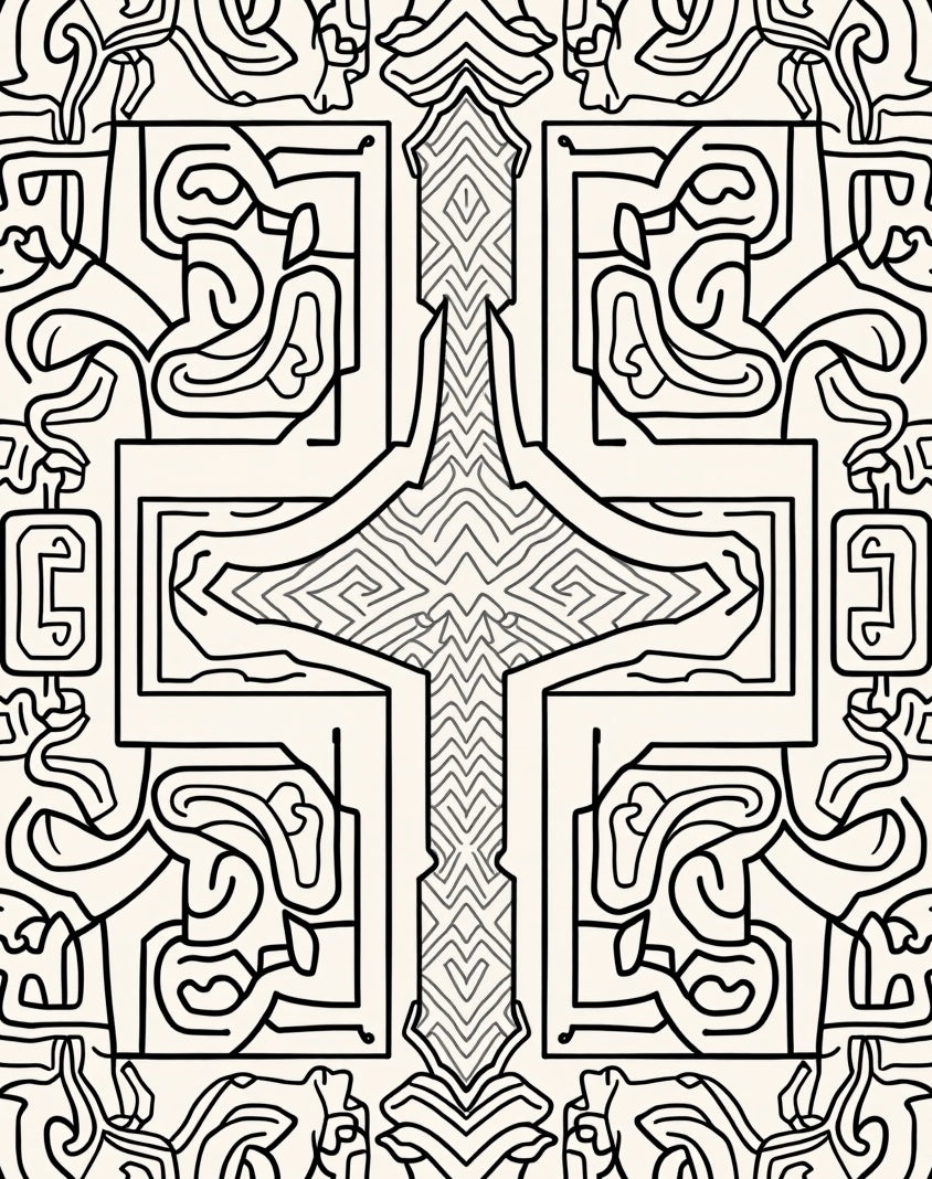 Abstract Maze Lines Pattern Rug