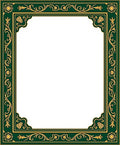 Emerald and Gold Ornate Floral Border Rug