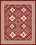 Rich Red Cream Detailed Geometric Rug