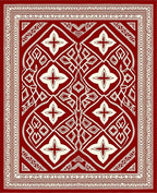 Rich Red Cream Detailed Geometric Rug