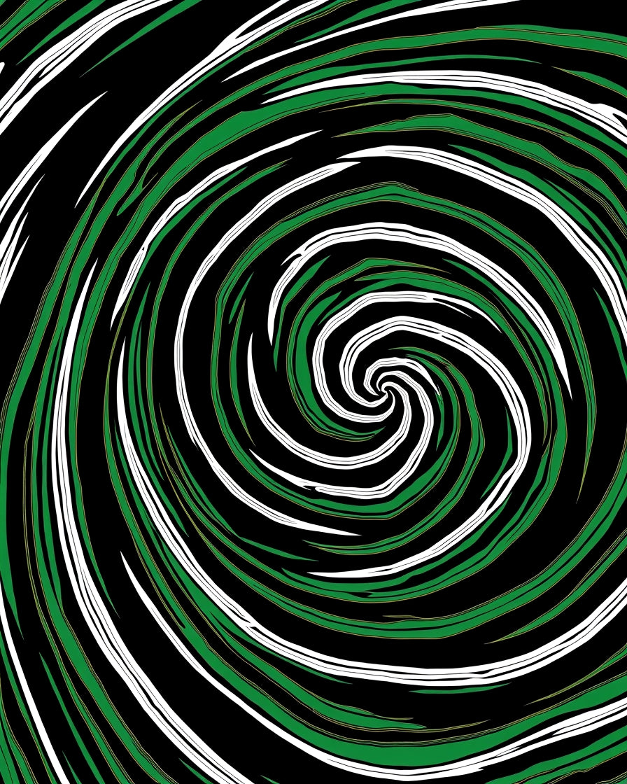Green And White Swirling Lines Rug