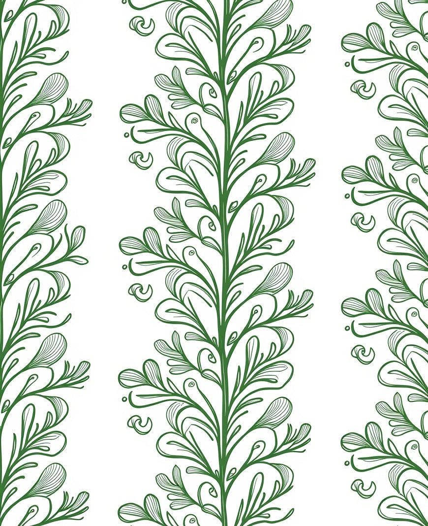 Green Floral Vine Pattern Rug